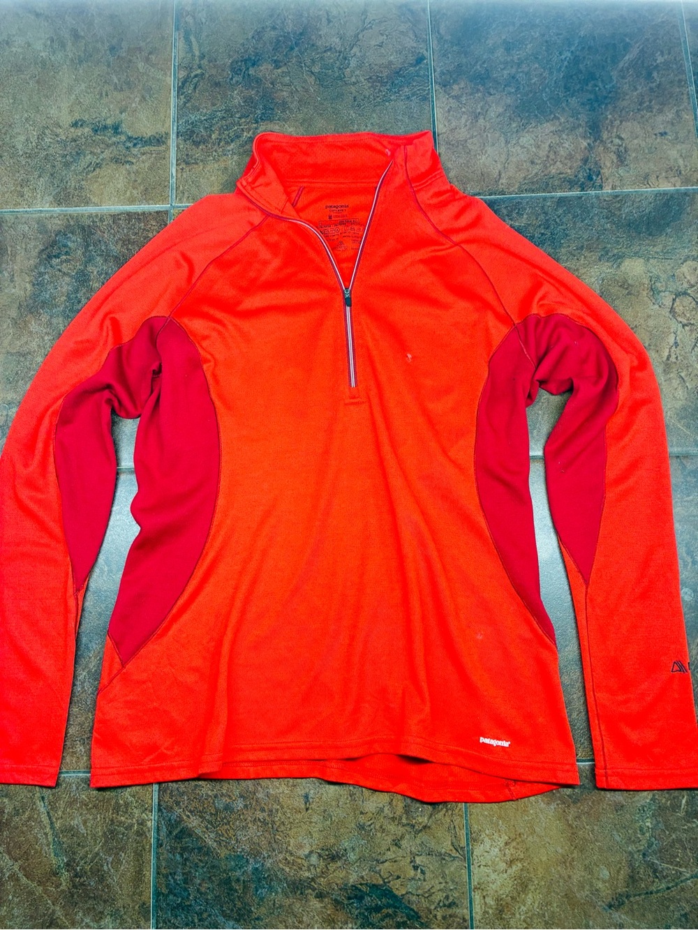 Patagonia Orange and Red Half-Zip Sweater